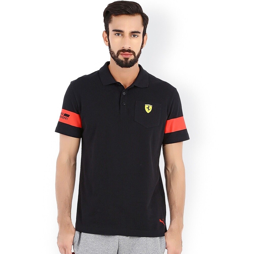 Puma Vintage Rare Motorsports Short Sleeve Ferrari Style Jacquard Polo Shirt M